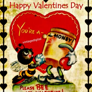 Vintage Farmhouse BEE My VALENTINE Digital Download Printable Image cards/tags/transfers/labels/logos/scrapbooking/journal pages/decoupage
