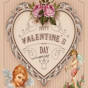 Valentine Image Instant Download Printable Valentine Card Shabby Victorian