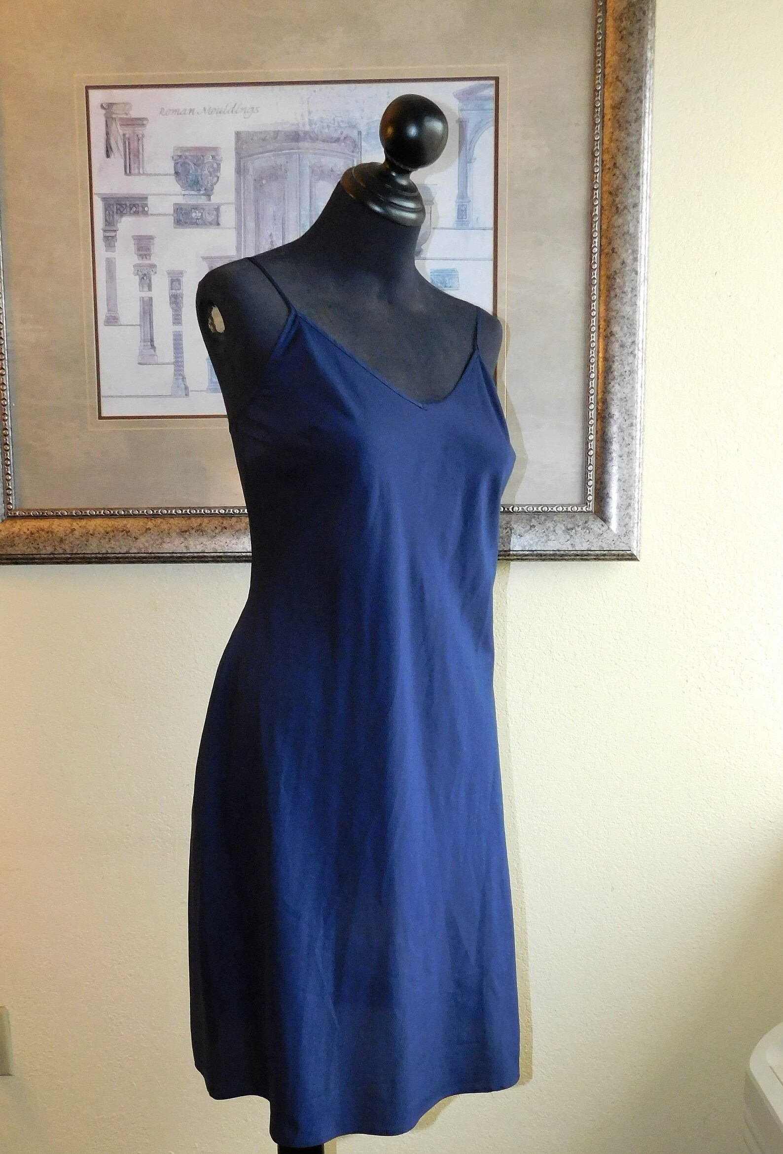 Navy BLUE SLIP DRESS Nightgown Banana Republic Lingerie Size Etsy