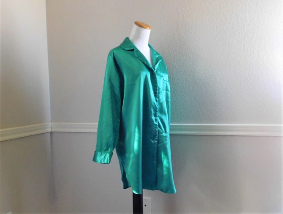 GREEN Brushed Back SATIN NIGHTSHIRT Sleepshirt Shirt Kathryn