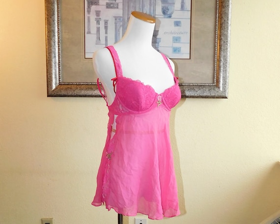 Victorias Secret Pink Babydoll Size 34C / Y2K VS Pink Lingerie