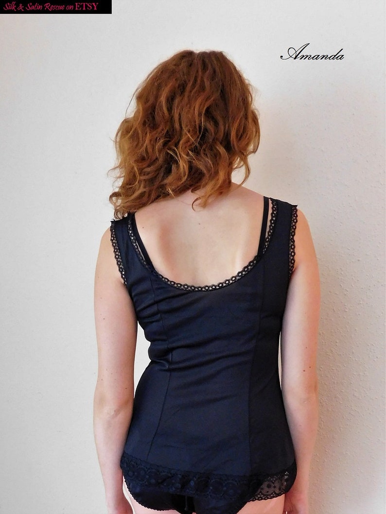 Vassarette BLACK NYLON and Lace CAMISOLE Top Cami Undershirt Etsy