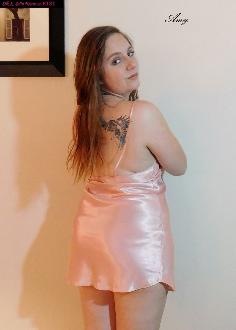 Pretty in PINK VIntage 80/'s Victoria/'s Secret Short SHEER and SATIN NIghty NIghtgown Nightie Slip Dessous Honeymoon Lingerie L