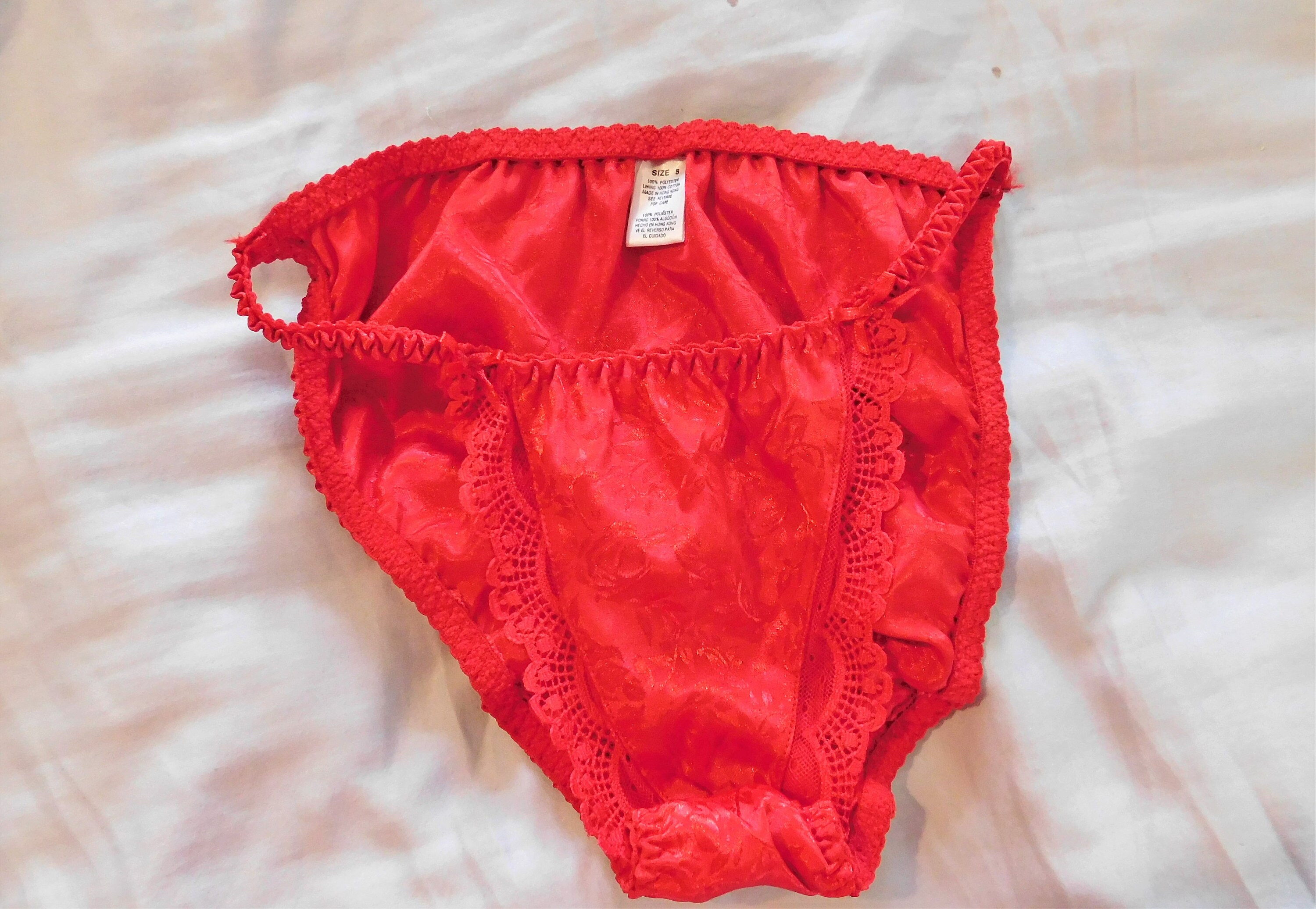 RED SATIN Jacquard and Lace PANTIES Holiday Bikini Panty - Etsy.