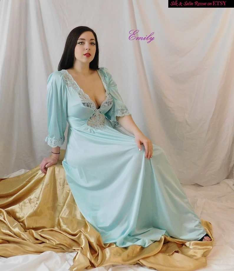 Reduced OLGA Full Sweep Light BLUE Long NIGHTGOWN NIght Etsy