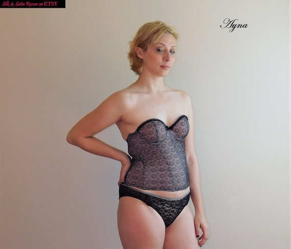 Sexy Strapless Jessica Simpson Pink With BLACK LACE Overlay BUSTIER Corset  Underwear Valentine Lingerie M -  Sweden