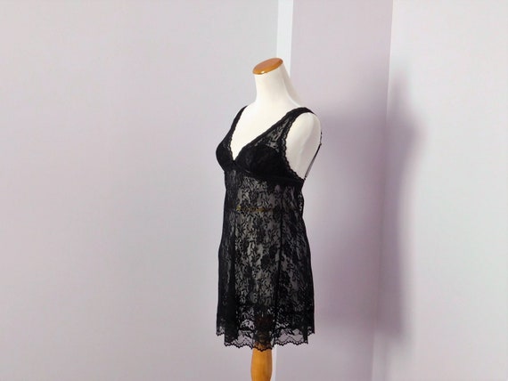 Victoria's Secret Y2K BLACK LACE NIGHTIE Nighty Short Nightgown Slip Chemise  Babydoll Lingerie S 