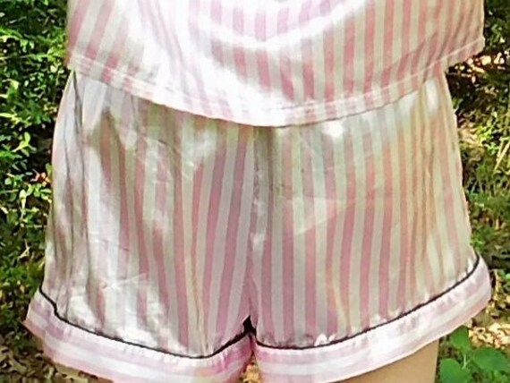 Short Pink and White Striped SATIN PJ Set Pyjama … - image 6