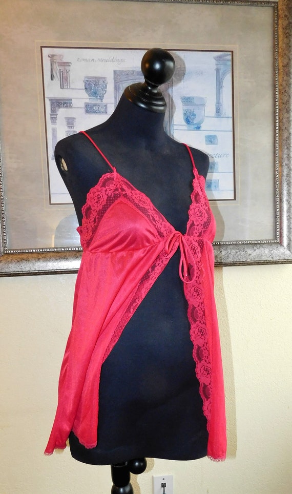 Hot PINK NYLON and Lace BABYDOLL Nightie Fly Away… - image 3