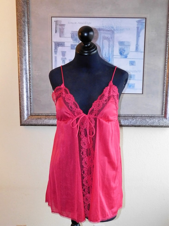 Hot PINK NYLON and Lace BABYDOLL Nightie Fly Away… - image 2