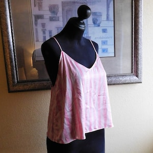 NWT! Pretty Pink and White Satin Victoria&#39;s Secret CAMI Top Stripes Camisole Pajama Pj Top Shirt Plus Size Nos Valentine Lingerie -  XL