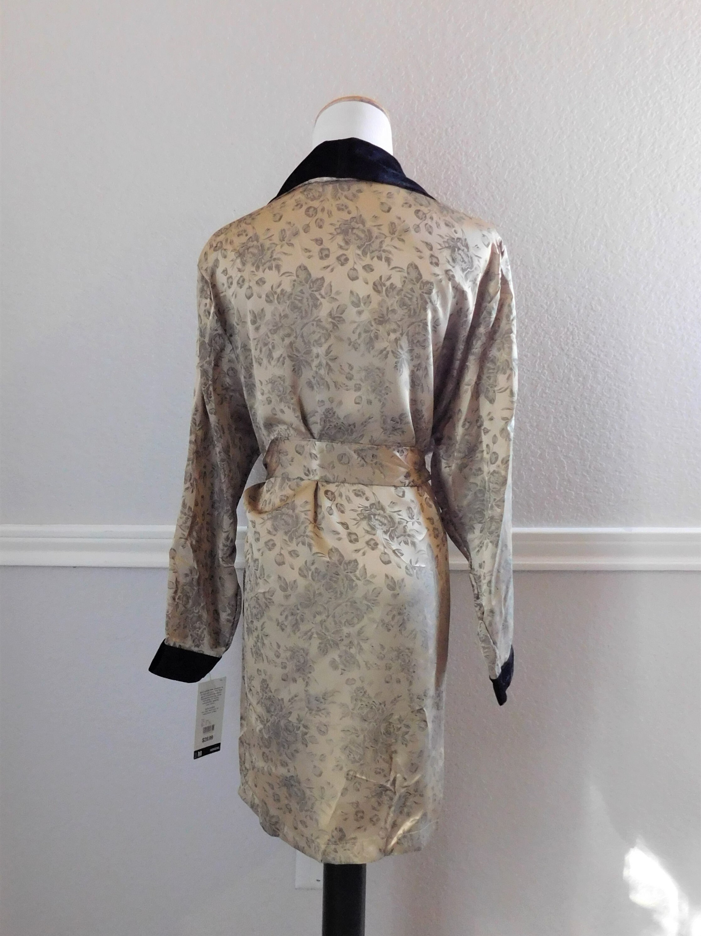 NWT GOLD Satin Jacquard and Black Velour ROBE Dressing Gown - Etsy