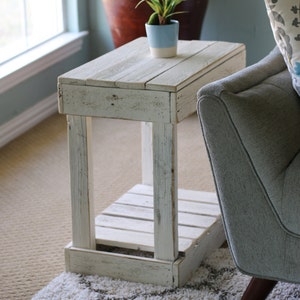 Slatted End Table White