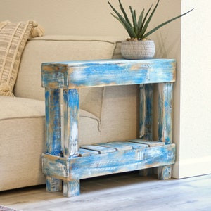 Luxe Accent Table "Heavy Blue Distress"