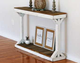 46" White Combo Pedestal Console Table