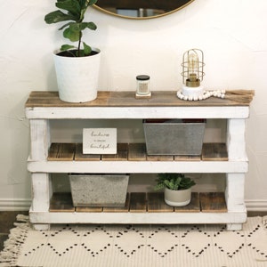 White Combo Three Tier Slatted Console