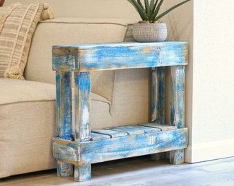 Luxe Accent Table "Heavy Blue Distress"