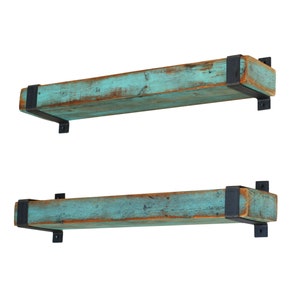 Aqua Metal Wrapped Shelves image 1