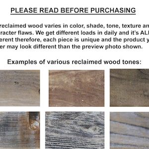 Puede incluir: Ejemplos de varios tonos de madera recuperada. La madera tiene diferentes tonos de marr&oacute;n, gris y blanco. La madera tiene un aspecto natural y r&uacute;stico.