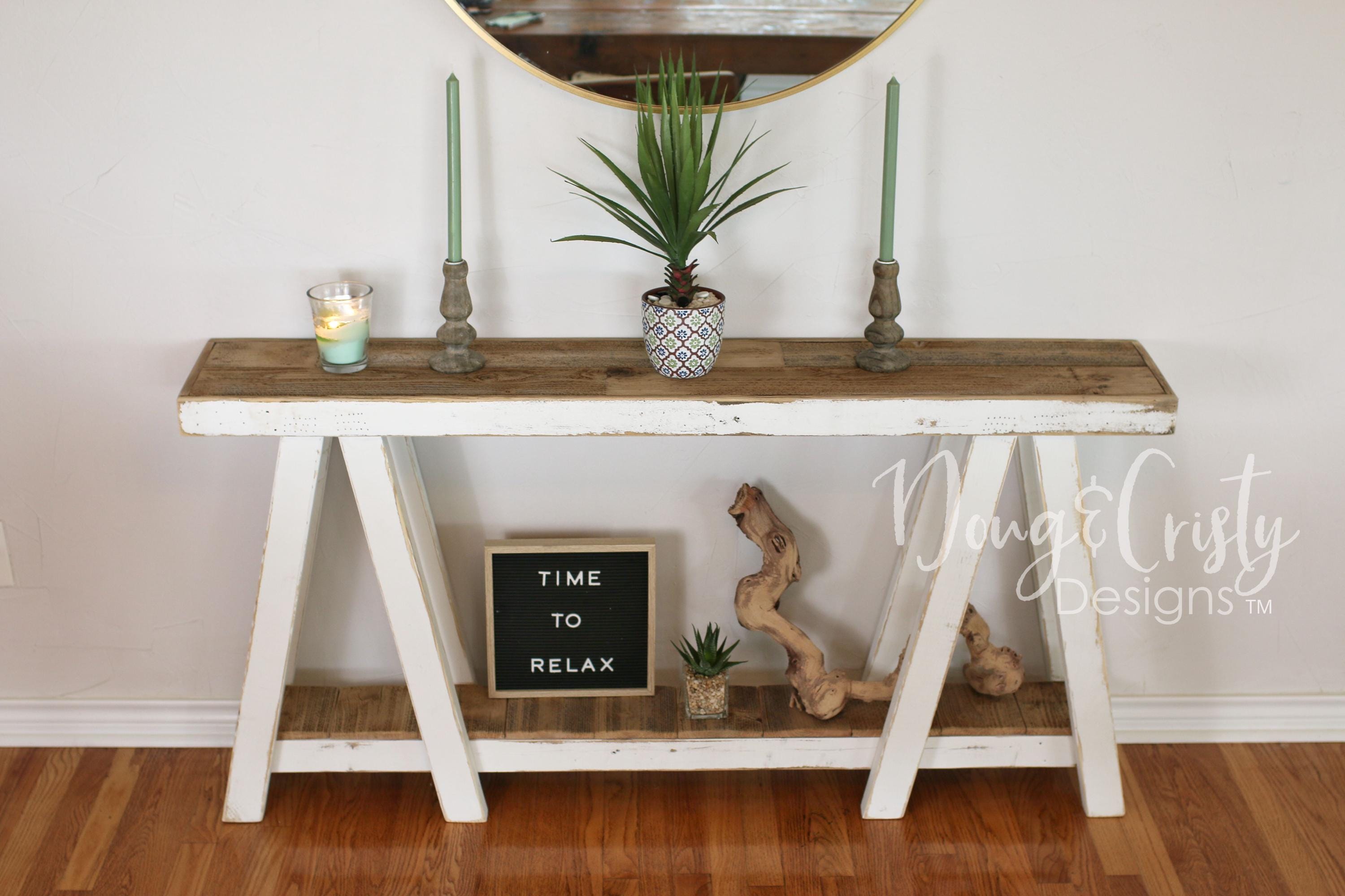60 inch White Combo Twin Peaks Console Table Etsy