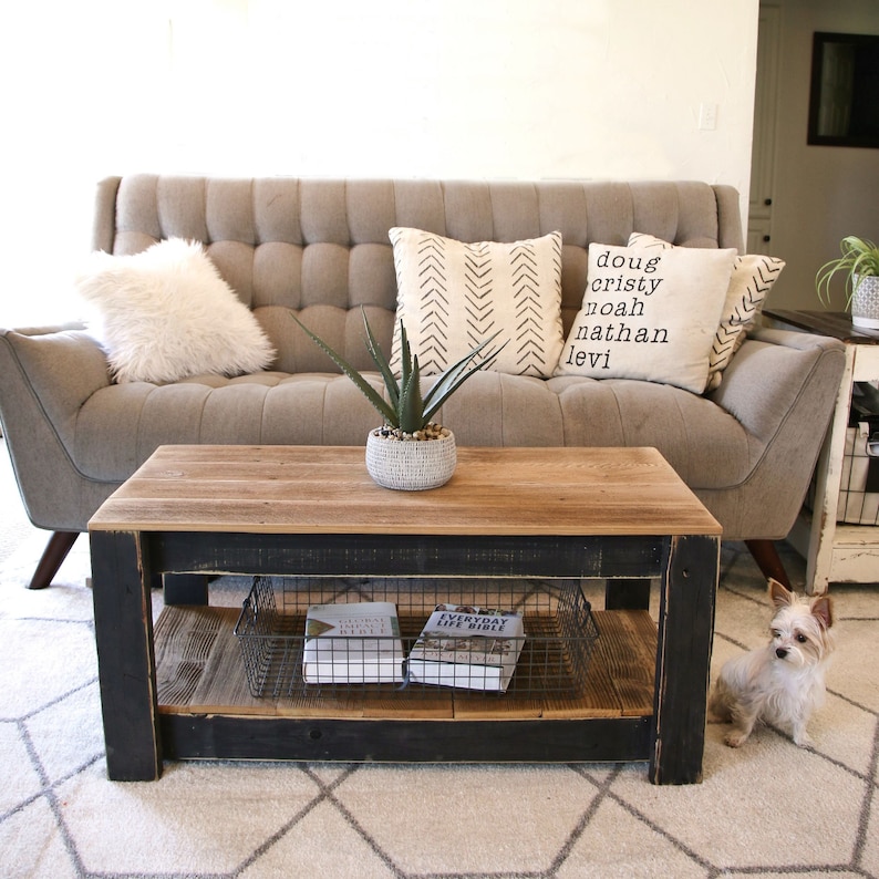 Combo Coffee Table with Shelf Black Combo