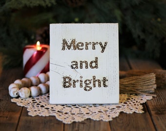 Merry and Bright Engraved Sign