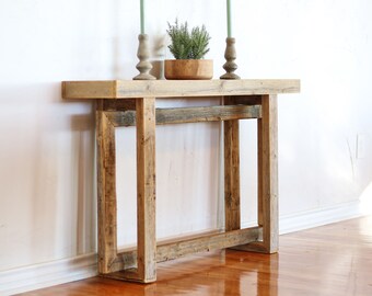 Table console naturelle avec cadre flottant