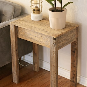 Natural Reclaimed Wood Open Leg Side Table imagem 2