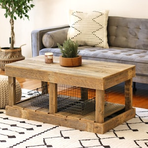 Double Storage Slatted Coffee Table