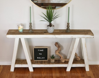 60-inch White Combo Twin Peaks Console Table