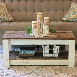 Combo Coffee Table with Shelf White Combo