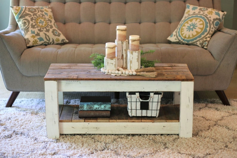 Combo Coffee Table with Shelf White Combo