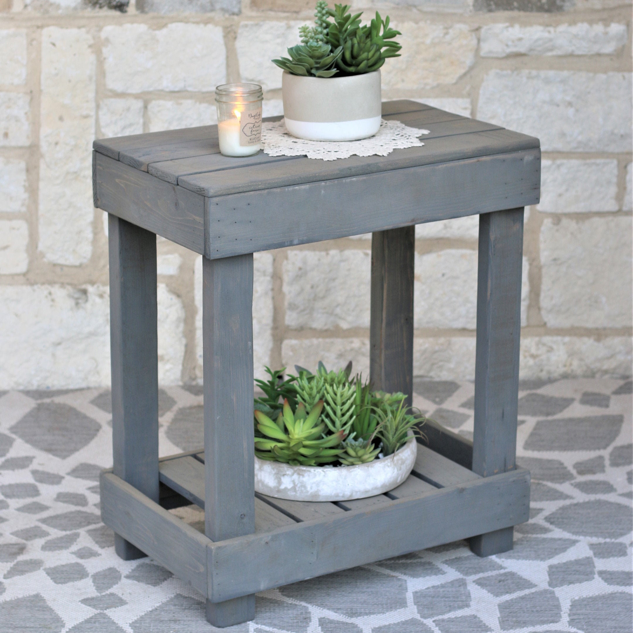 Stained End Table Etsy