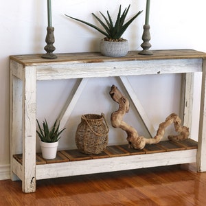 A-Frame Console Table for Entryway, behind sofa, living room