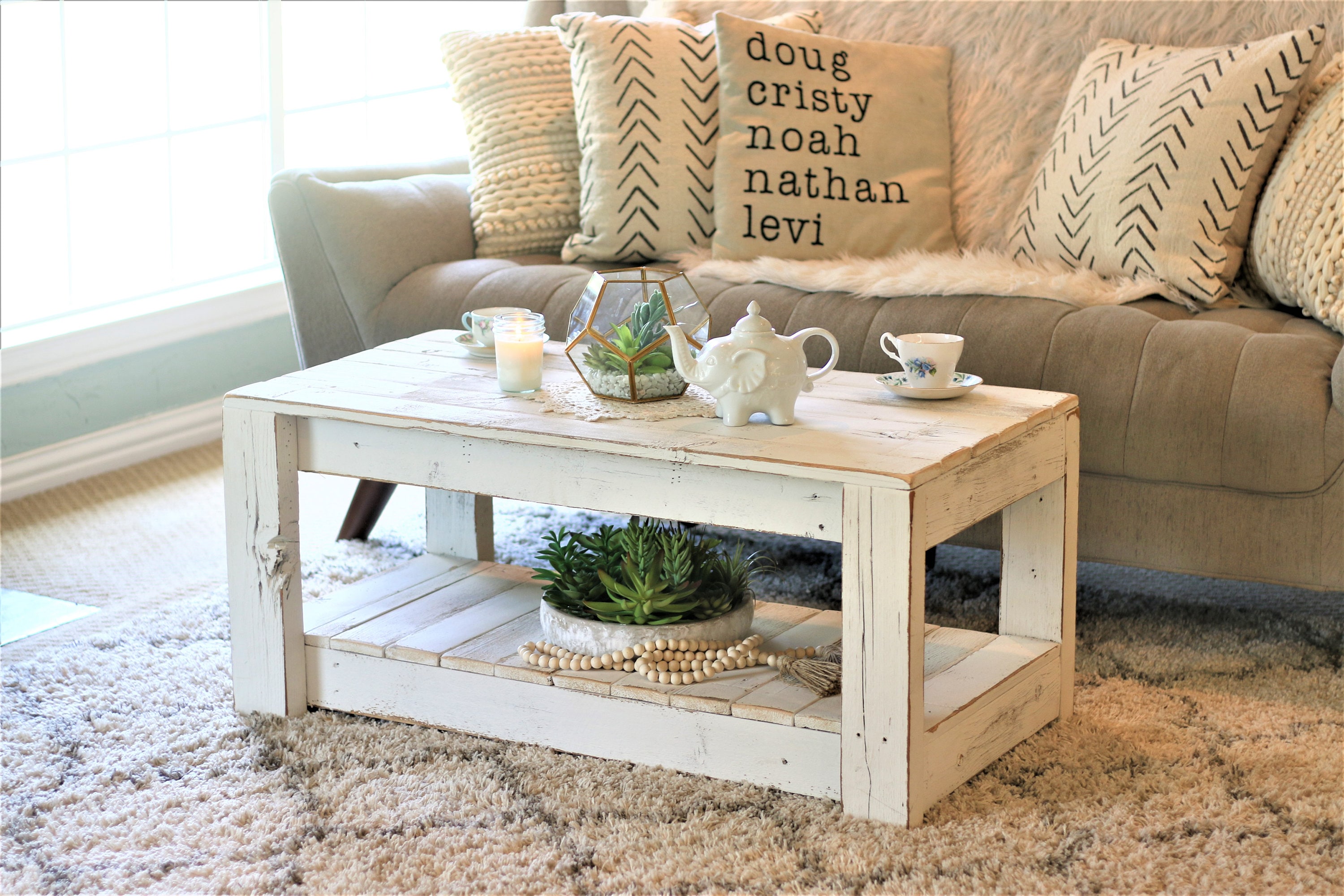 Wood coffee table with shelf discount