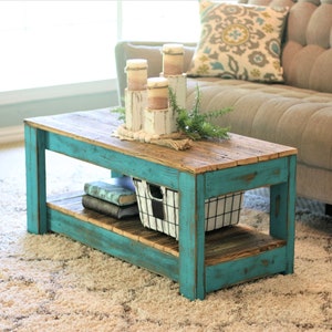 Combo Coffee Table with Shelf Turquoise Combo