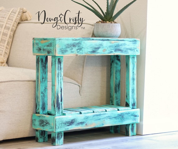 Luxe Accent Table in "Aqua Lowlight"