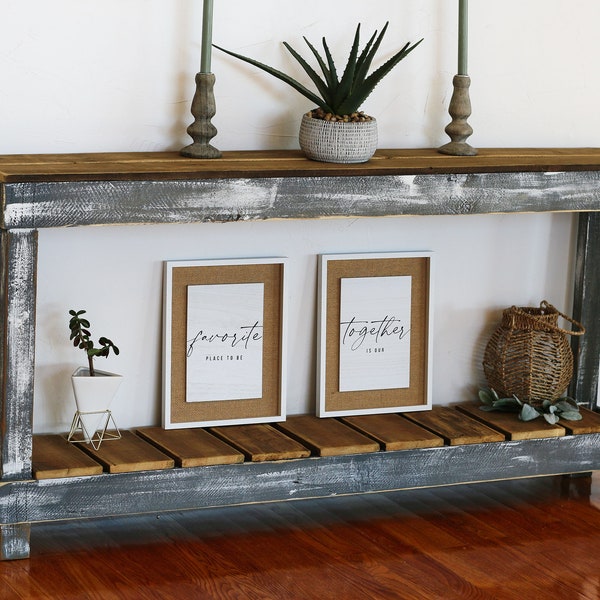 60" Luxe Weathered Gray Combo Console