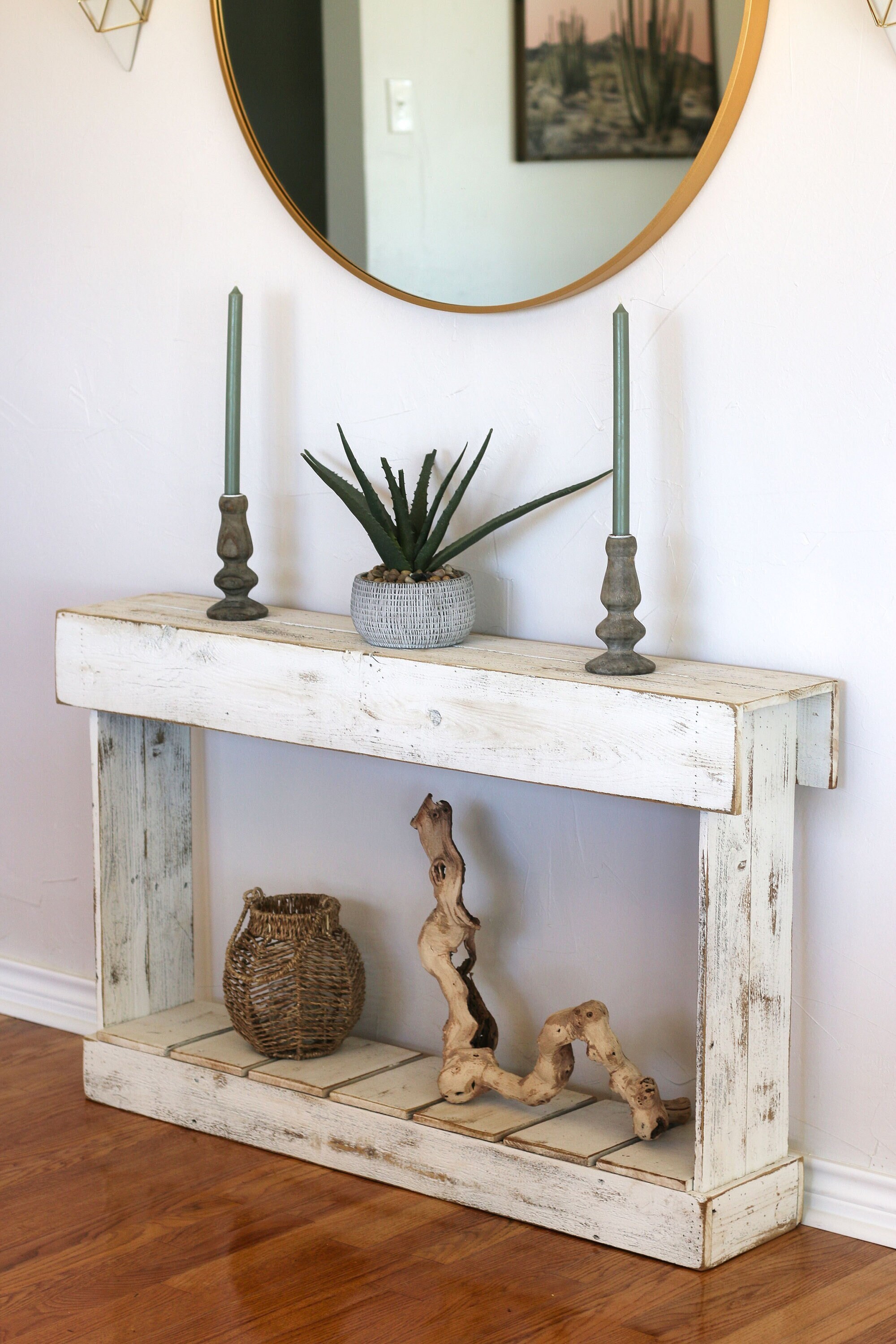 White farmhouse sofa table discount