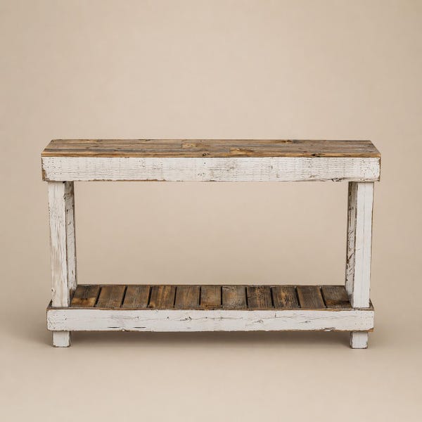 White Luxe Combo Console Table 46 inch White Luxe Farmhouse Entryway Sofa Table