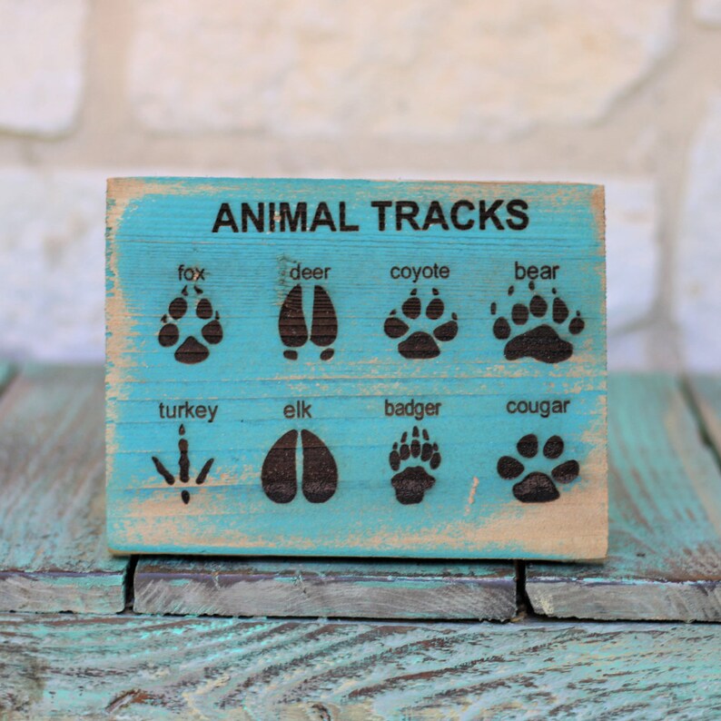 Animal Tracks Engraved Sign Etsy
