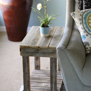 Slatted End Table Natural