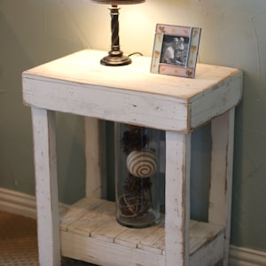 Rustic End Table with Shelf