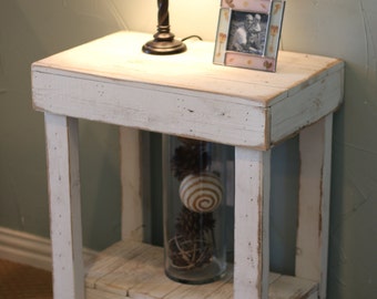 Rustic End Table with Shelf