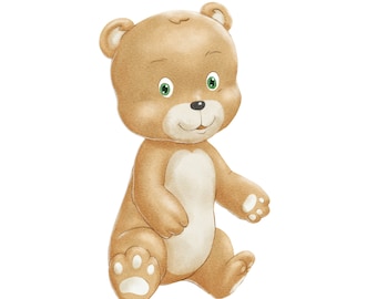 Watercolor Teddy bear clipart, Watercolor baby shower clipart, Boho Teddy bear clipart, vintage teddy bear, cute teddy clipart, little bear