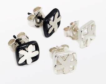 Square Flower Studs