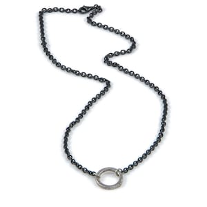 Circle Necklace, Hoop necklace, silver circle necklace, handmade necklace, bespoke necklace, everyday necklace, oxidised necklace.