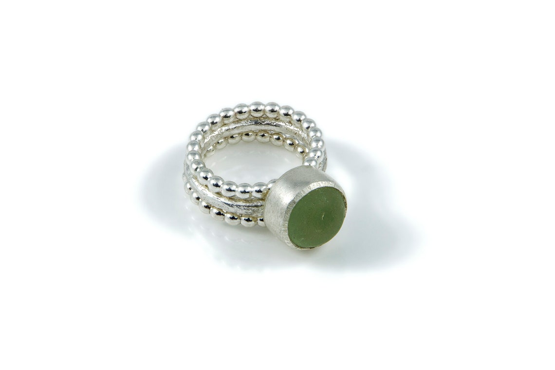 Silver Stackable Rings Ocean Chunky Sea Glass Stacking Ring, Stacking Rings, Sea Glass Ring ...