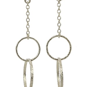 Silver Chain Earrings, dangle earrings, long earrings, hoop earrings, handmade earrings, silver hoop earrings, chain earrings