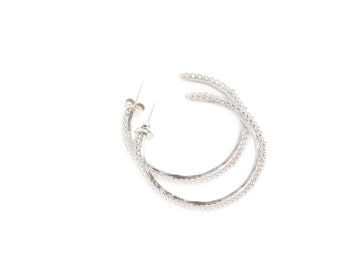 Silver Ball Hoop Earrings